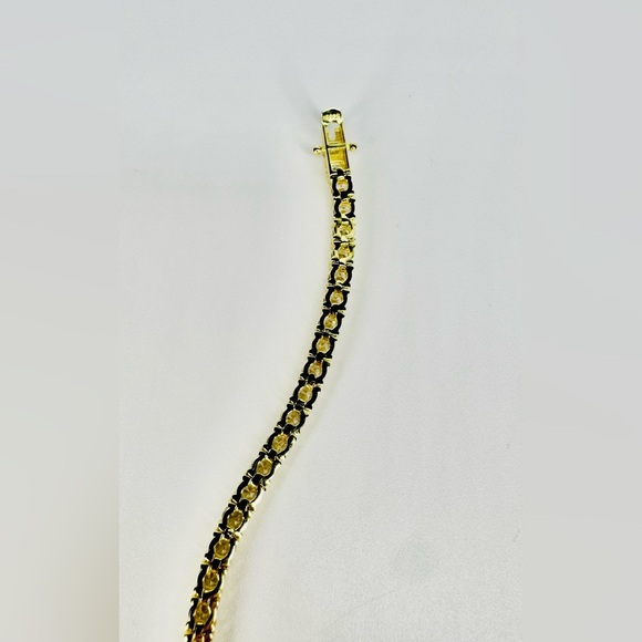 18K Gold and Sterling Silver Tennis Bracelet with CZ Gorgeous - Picture 4 of 6